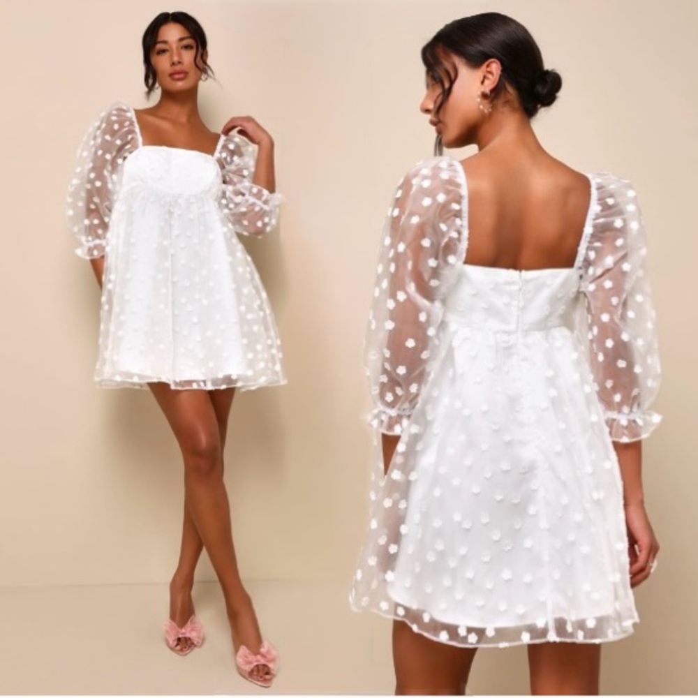 Lulu's White Polka Dot Mini Dress